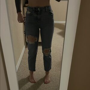 American Eagle Outfitters Blue Distressed Ankle Jeans